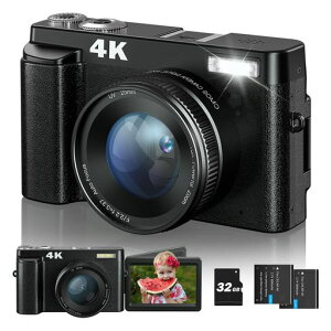 SIXTARY 4K �f�W�J�� 4800����f �f�W�^���J���� YouTube �p Vlog �J���� 3�C���`���� 32G �J�[�h ���� ���B��o�b�e���[ 2�t�� ��