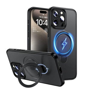 MagicJohn�Ή���phone15pro�p�P�[�X�B�����[�X�^���h360°��]�Ή�iPhone15Pro�p�P�[�X�������ϏՌ�TPU���t���[���Y���ɂ����z�R���t���ɂ����u���b�N