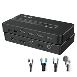 ES-Tune KVM�ؑ֊� 2����1�o�� HDMI 4K�Ή� USB2.0���� usb �ؑ֊� �蓮���ؑփX�C�b�` �P�[�u���E�R���g���[���[�t�� ���d�s�v Windows/Mac�Ή� ���{��������t��