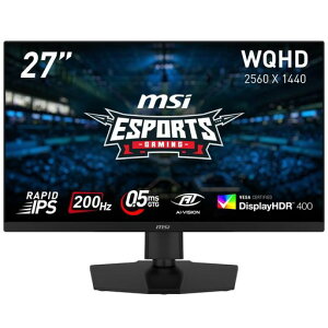 MSI �Q�[�~���O���j�^�[ MAG 274QPF E20 27�C���`/WQHD/RAPID IPS�p�l��/200Hz/0.5ms(GTG�A�ŏ��l)/DisplayHDR 400/PIP/PBP/HDMI2.0b/DP 1.4a/USB