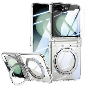 OURJOYGalaxyZFlip5MagSafe�Ή��P�[�XSamsung�M�����N�V�[ZFlip5/SC-54D/SCG23�q���W�ی쑽�@�\360°��]�X�^���h�J�o�[�����x�ȃT�u�ی�t�B�����t���J���������Y�ی쏃��