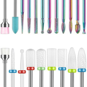Depvko Set di 19 punte per trapano per unghie, 332 pollici per cuticole diamantate e kit di punte per unghie in gel acrilico