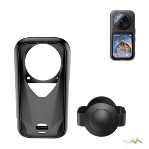 �Ή� Insta360 X6 �P�[�X �V���R���f�� �����Y�ی�L���b�v�t��(�u���b�N)