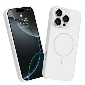 For iPhone 16 Pro�p �P�[�X MagSafe�Ή� �V���R�� �ϏՌ� �w��h�~ ����~�� �y�� �Ռ��z�� �g�уP�[�X �ČRMIL�K�i�擾 �}�O�l�b�g���� ���C�����X�[�d�Ή� �A�C�t�H�� 16 Pro�p (�z���C�g)