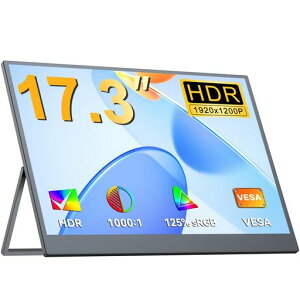 UPERFECT���o�C�����j�^�[17.5�C���`HDR�Ή�IPS�����125%sRGB1000:1�R���g���X�g�u���[���C�g�ጸ���ʃT�u���j�^�[�ݑ�Ζ��r�W�l�X�p�����[�g���[�N����USBType-C/MiniHDMI