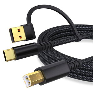 �v�����^�[�P�[�u�� USB�o���ϊ� typec 2 in 1 B �����]�� USB 2.0 480Mbps �����b�L�R�l�N�^ �s�A�m�L�[�{�[�h DAC �����@ �X�L���i�[ �� 1m