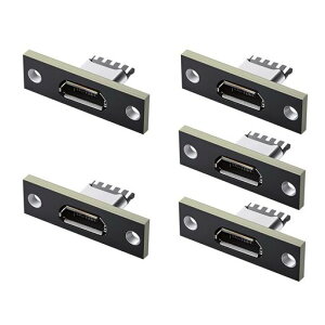Xiwai Micro-USB 5�s�����X�^�C�vB DIY OEM�\�P�b�g�R�l�N�^�p�l���}�E���g�^�C�vPC�{�[�hUSB 2.0�s���z��5��/�Z�b�g