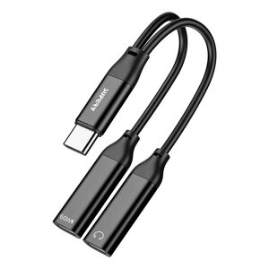 SUPERVca01|USB-C&USB-C�ϊ��A�_�v�^�[(�[�d+�I�[�f�B�I)|PD60W�}���[�d|24bit/48kHz|iPhone15�ȍ~Android���Ή�|����P�[�u����ҕϊ�(11cm�u���b�N)