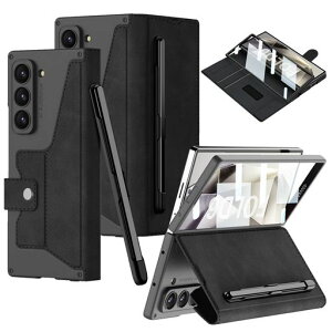 FODDOM Galaxy Z Fold6�P�[�X �M�����N�V�[z �t�H�[���h6�P�[�X �ϏՌ�/����h�~/������� ���U�[/�蒠�^/�X�^���h�@�\/�J�[�h���[ �����Y�ی� Fold6�p�S�g�ی� (�u���b�N)