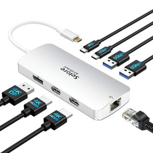 �y�}���`���j�^�[ 3��ʊg�� 2��HDMI+DP+LAN �zSelore 8in1�h�b�L���O�X�e�[�V���� hdmi 2�� 4K�Ή� 3��ʏo�� ���o�C���^�C�v 100W �}���[�d Displayport LAN 2 USB-A/USB-C 3.0�|�[�g