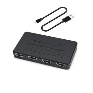 HDMI���z�� 1����4�o�� �����o�� HDMI �X�v���b�^�[ �n�u 4��� ���� �I�[�f�B�I���� �����ؑ� 4K 3D 1080p �����o�� �~���[���[�h �ڑ��ȒP PS5|Xbox|fire tv stick|HDTV|DVD|PC�ȂǕ��L���Ή�