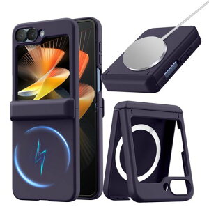 QOUNVYW ���� Galaxy Z Flip6 �p�̃P�[�X Magnetic �Ή� �}�O�l�b�g���� �q���W�ی� �ϏՌ� PC�f�� �_�[�N�p�[�v��