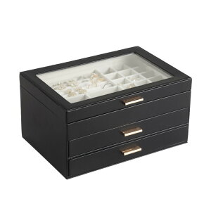 ジュエリーボックス 3段式 大容量 マグネット式 天窓付き ジュエリーケース アクセサリー収納 宝石箱 ピアス ネックレス イヤリング 子供 大人 小物入れ 指輪 おしゃれ かわいい 箱 プレゼン