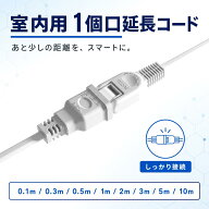 延長コード 極性あり 15A ホワイト 10m 5m 2m 最大1500Wまで スイングプラグ PSE適合 電源コード 延長ケ…