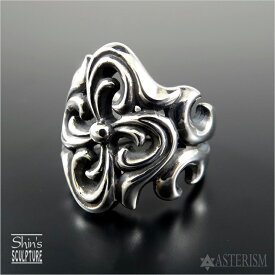 Shin's Sculpture（シンズ スカルプチャー）「Large Scross Ring（ラージ Sクロス リング）」SILVER 925 / 3号〜29号【銀 メンズ レディース ペア アクセサリー ジュエリー 指輪 アラベスク 透かし 唐草 手彫り シルバー 925 プレゼント】R-6