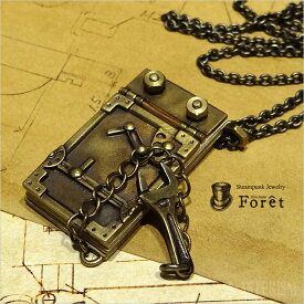 Foret(フォーレ) スチームパンク ペンダント・ネックレス「発明家のアイデアブック」 ブラス(真鍮) 【メンズ レディース ユニセックス アクセサリー ジュエリー ノート メモ レンチ 高品質 アンティーク 高級 紙 プレゼント P-0093】