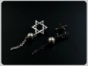 ENER(エネル)PIERCE HEXAGRAM (ダビデ)/ヘキサグラム SV/BK【ギベオン隕石 メンズ レディース ピアス プレゼント】