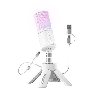 �yAI�N���A�{�C�X�z COMICA USB �R���f���T�[�}�C�N PC �}�C�N �|�[�^�u�� �v���O���v���C AI�m�C�Y�L�����Z�� RGB���C�g�t��48kHz/24bit Type-C�Ή� �܂肽���݃X�^���h �p�\�R���}�C�N �Q�[������