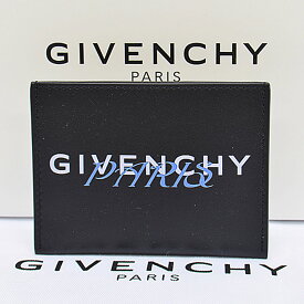 ジバンシィ GIVENCHY カードケース パスケース 名刺入れ レザー ブラック×ホワイト×ブルー メンズ 送料無料【中古】 r9228f