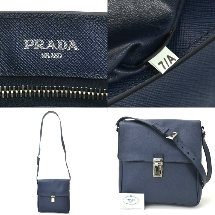 楽天市場】プラダ PRADA 斜め掛けショルダーバッグ レザー ネイビー 