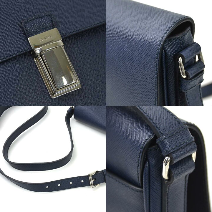 楽天市場】プラダ PRADA 斜め掛けショルダーバッグ レザー ネイビー 