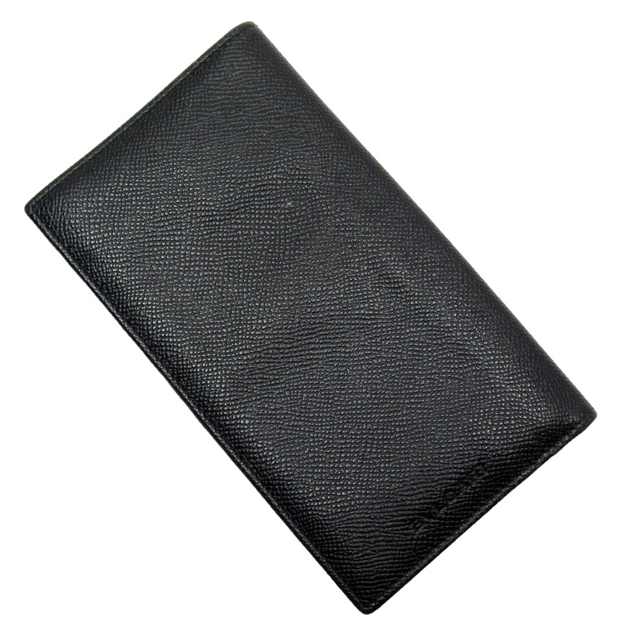 ブルガリ BVLGARI 二つ折り長財布 型押しレザー ブラック シルバー メンズ 送料無料 g3523a