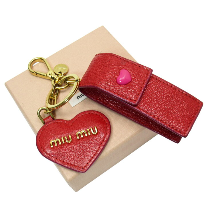 楽天市場】ミュウミュウ MIUMIU キーリング リップケース 型押しレザー 