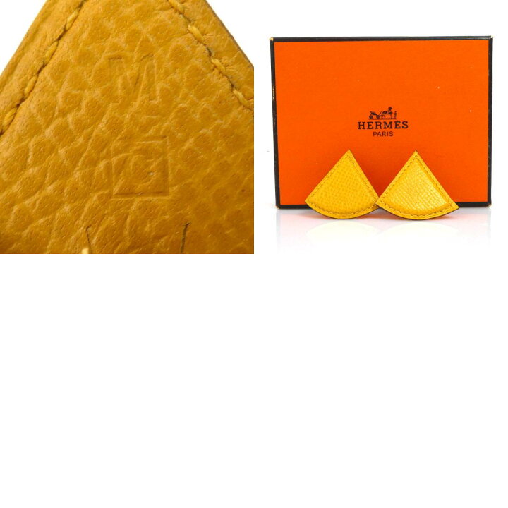 楽天市場】エルメス HERMES イヤリング レザー イエロー系  