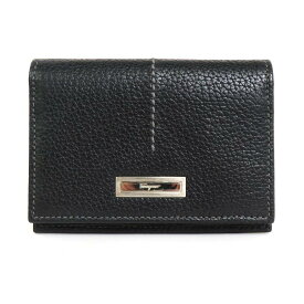 サルヴァトーレフェラガモ Salvatore Ferragamo カードケース レザー ブラック シルバー ユニセックス 送料無料【中古】 e55642a