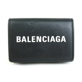 バレンシアガ BALENCIAGA 三つ折り財布 レザー ブラック ユニセックス 送料無料【中古】 h29402f
