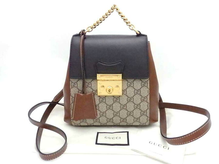 楽天市場】グッチ GUCCI リュック GGスプリーム PVC/レザー ベージュx  