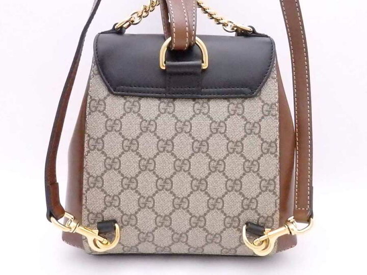 楽天市場】グッチ GUCCI リュック GGスプリーム PVC/レザー ベージュx  