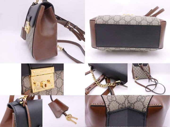 楽天市場】グッチ GUCCI リュック GGスプリーム PVC/レザー ベージュx  