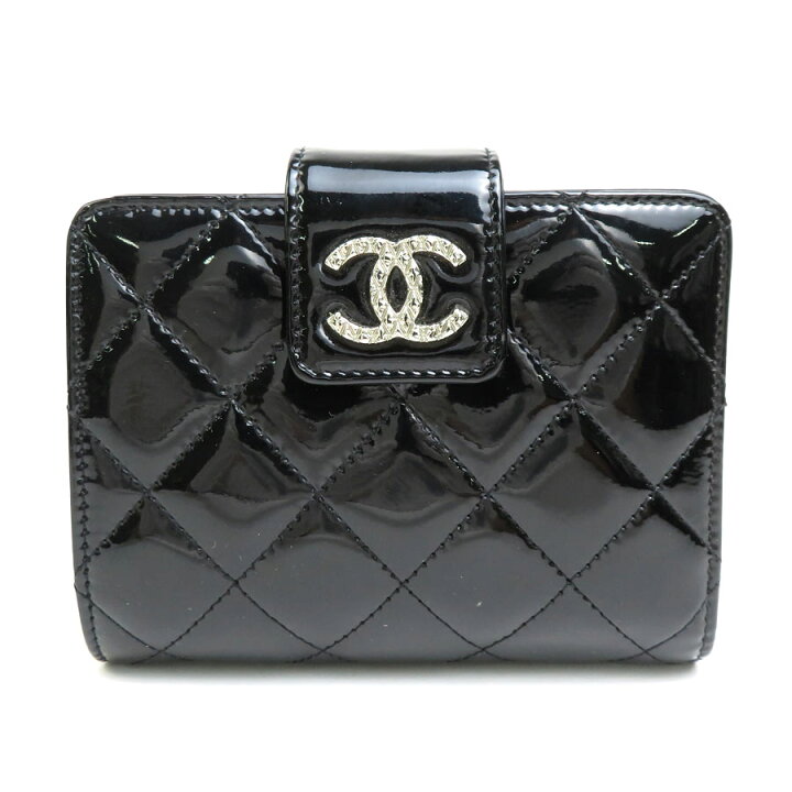 楽天市場】シャネル CHANEL 二つ折り財布 パテントレザー ブラック 