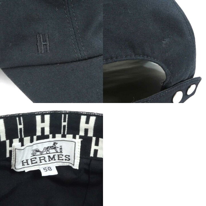 楽天市場】エルメス HERMES キャップ Hロゴ セリエ コットン ブラック  