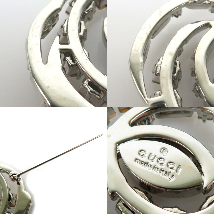 楽天市場】グッチ GUCCI ブローチ メタル/ラインストーン シルバー  