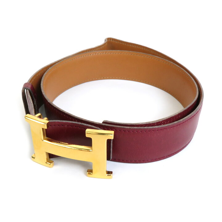 楽天市場】エルメス HERMES ベルト Hロゴ レザー/メタル バーガンディ 