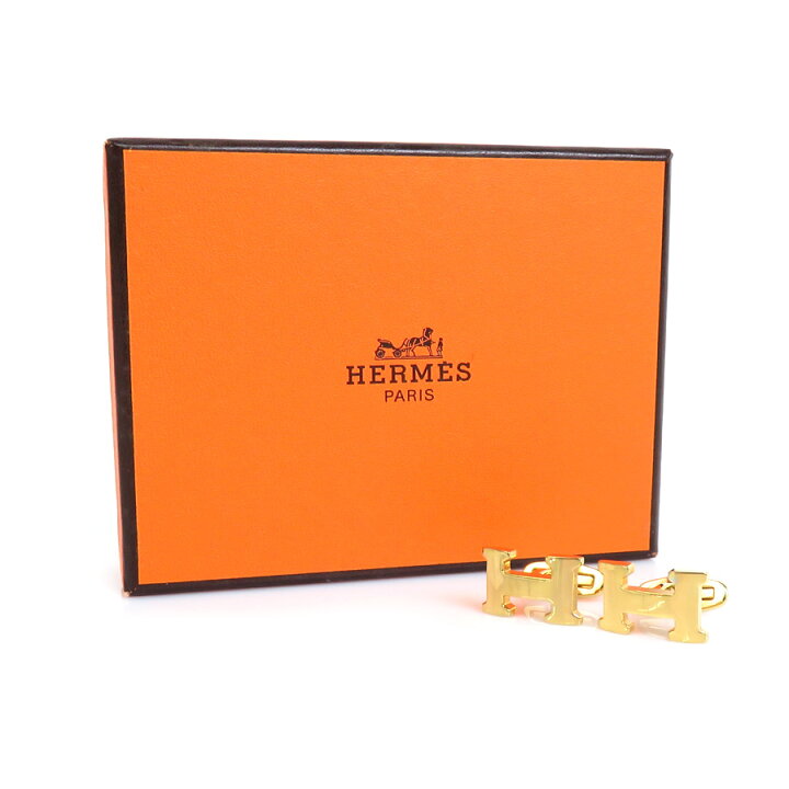 楽天市場】エルメス HERMES カフス Hロゴ メタル ゴールド メンズ 送料  
