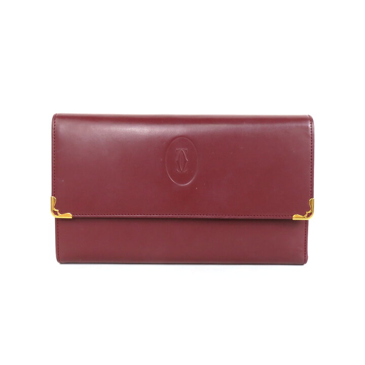 楽天市場】カルティエ CARTIER 三つ折り財布 レザー バーガンディ ｜三  