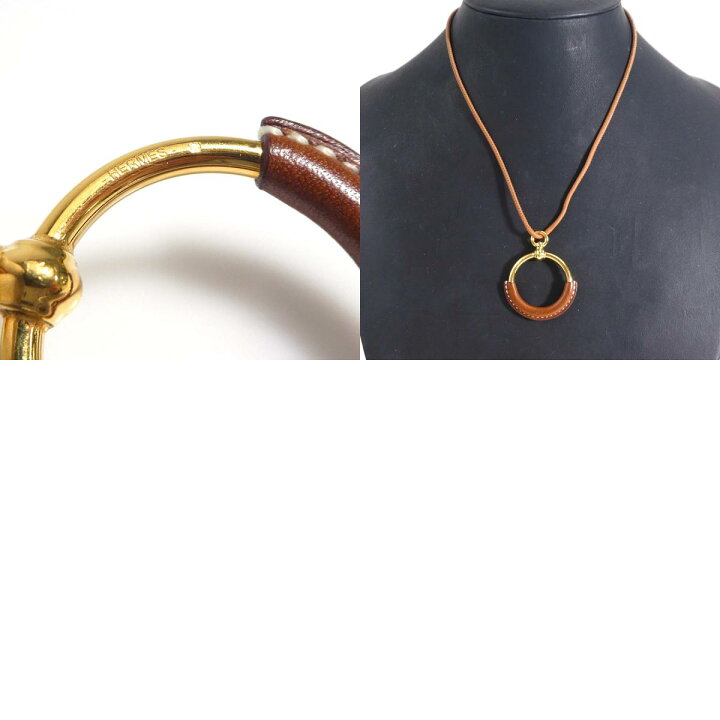 楽天市場】エルメス HERMES ネックレス ループグラン レザー/メタル 