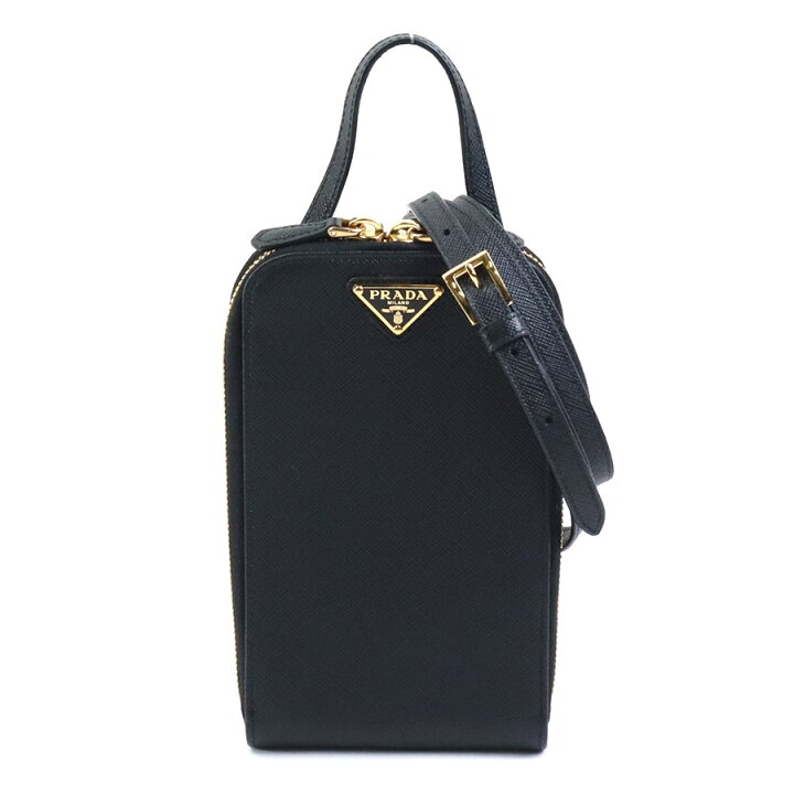 楽天市場】プラダ PRADA フォンポーチ レザー ブラック レディース 