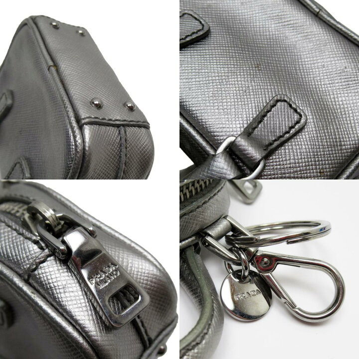 楽天市場】プラダ PRADA チャーム バッグモチーフ レザー シルバー 