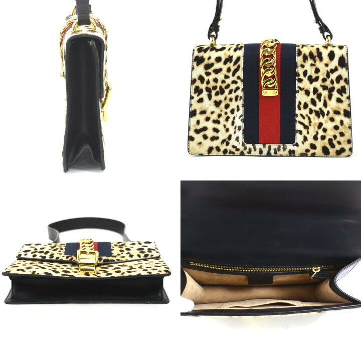 楽天市場】グッチ GUCCI ショルダーバッグ シルヴィ レオパード ハラコ  