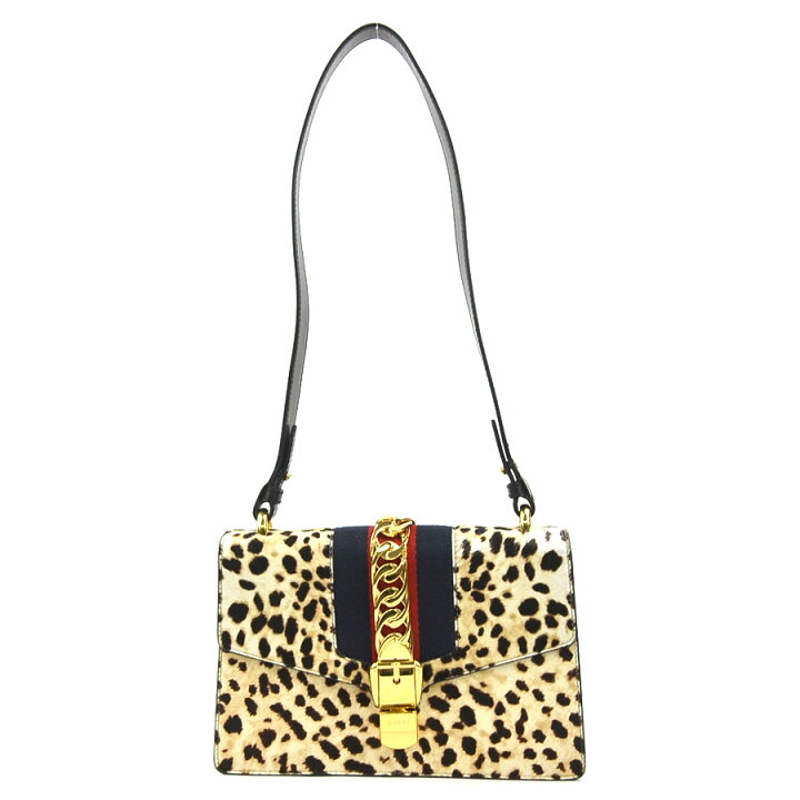 楽天市場】グッチ GUCCI ショルダーバッグ シルヴィ レオパード ハラコ  