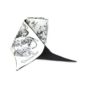 クリスチャンディオール Christian Dior スカーフ シルク ホワイト/ブラック レディース 送料無料【中古】 e58332a