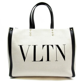 ヴァレンティノ ガラヴァーニ Valentino Garavani ハンドバッグ トートバッグ VLTN キャンバス/レザー ナチュラル/ブラック ユニセックス 送料無料【中古】 w0150a