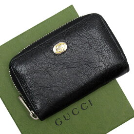 グッチ GUCCI コインケース カードケース インターロッキングG レザー ブラック ユニセックス 581530 送料無料【中古】 w0153a