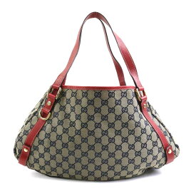 グッチ GUCCI ショルダーバッグ GGキャンバス キャンバス/レザー ネイビー/ベージュ/レッド レディース 130736 送料無料【中古】 e58401a