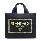 フェンディ FENDI ハンドバッグ VERSACEコラボ　FENDACE キャンバス ブラック×ゴールド ユニセックス 8BH395-AJIA 送料無料【中古】 a0294