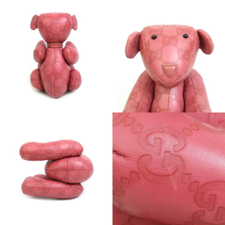 楽天市場】グッチ GUCCI ぬいぐるみ GG柄 テディベア レザー レッド系 